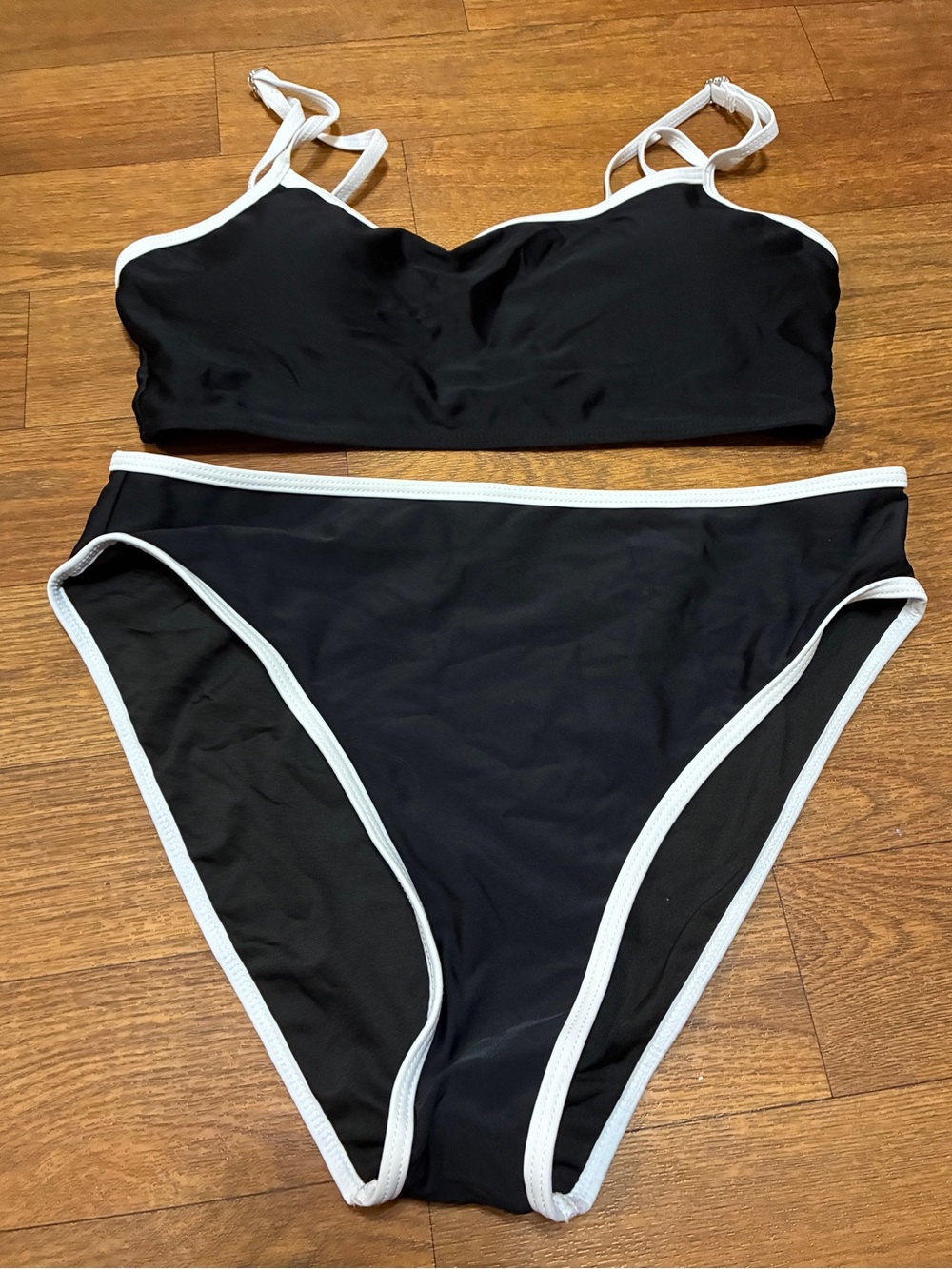 Women’s Black High-Waist Bikini with White Trim - Brand Size Medium NWOT